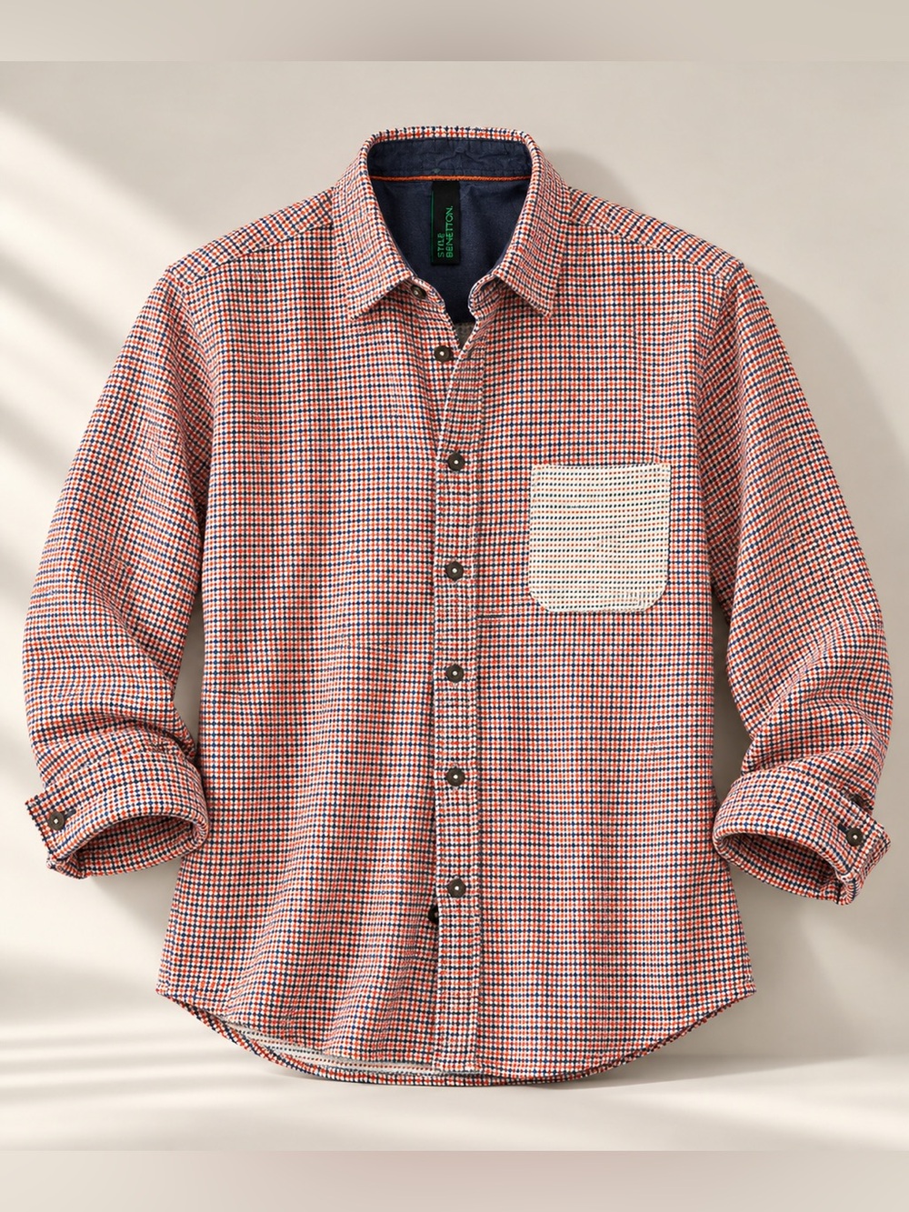 United Colors Of Benetton Red and Blue Checked Casual Button-Down Shirt